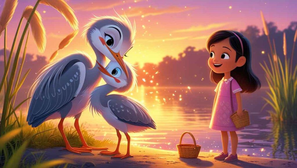 Moral Story of Heron Bird and His Family