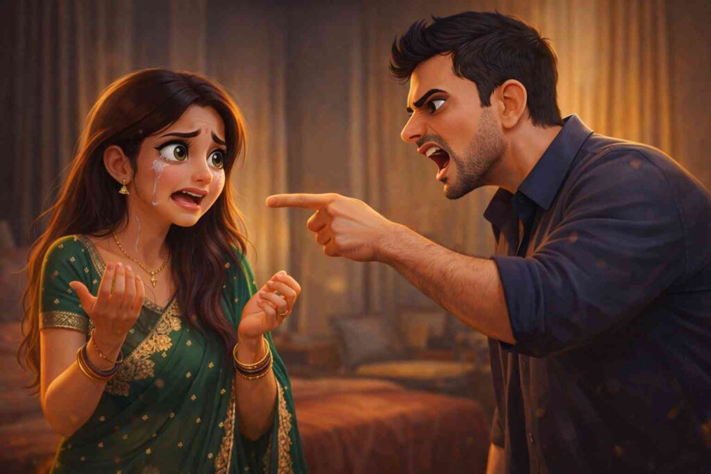 Emotional argument between husband and wife