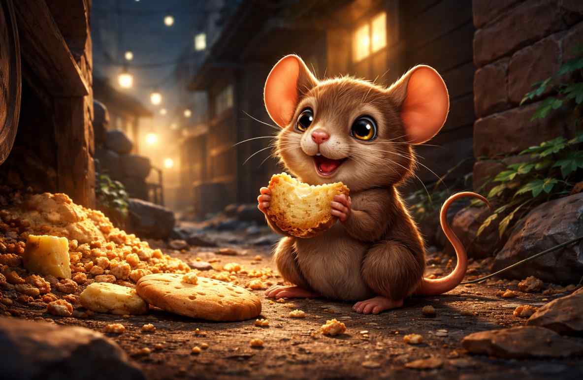 Happy mouse in a cozy alley - Moral story of Courage in Hindi
